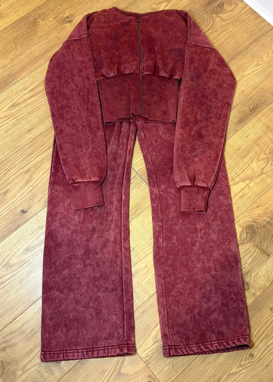 Ruby Acid Wash Cropped Lounge Set