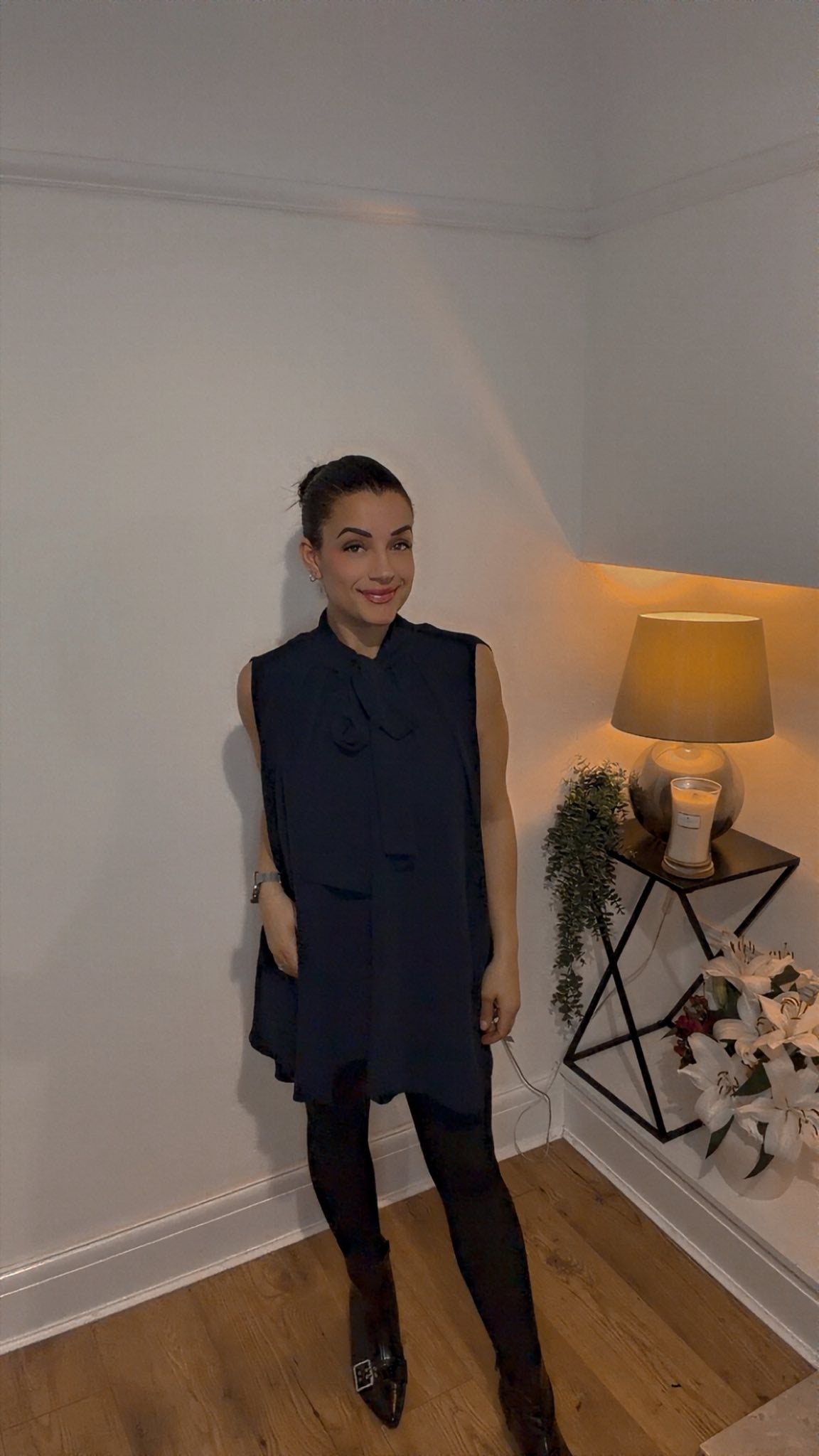 Navy Bow Tie Blouse (One size 10-18)